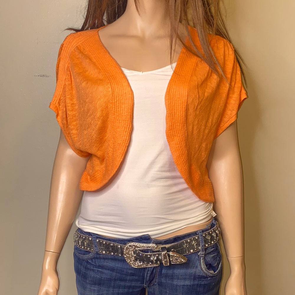 Lane Bryant Shrug Cardigan Sweater 18/20 Short Sleeve Orange